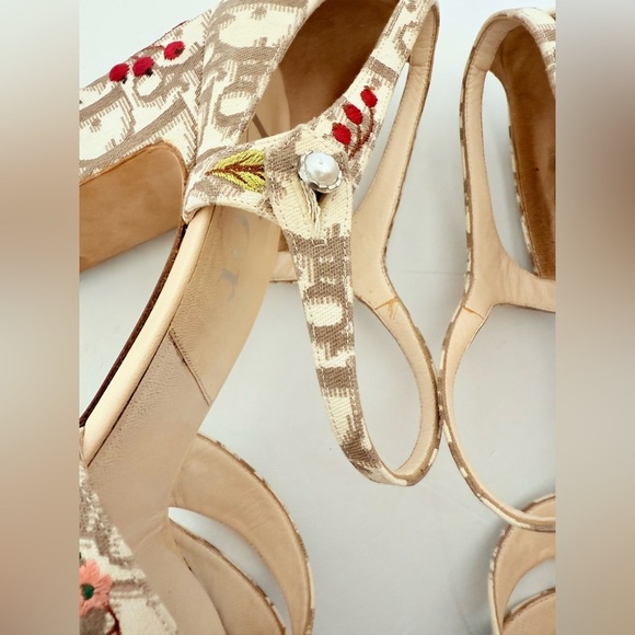 Dior Multicolor Canvas Floral Embroidered Diorissimo  Mary Jane Pumps EU 40.5 - Picture 7 of 14